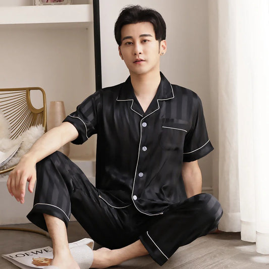 Ensemble de Pyjama à Motif rayé pour Homme | Idéal pour La Nuit