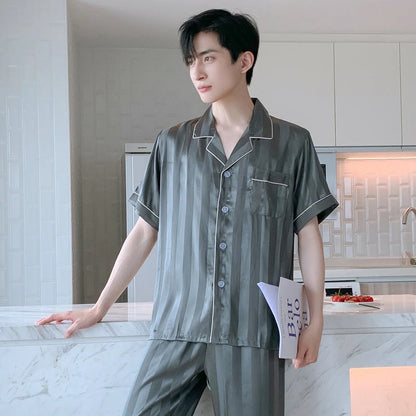 Ensemble de Pyjama à Motif rayé pour Homme | Idéal pour La Nuit