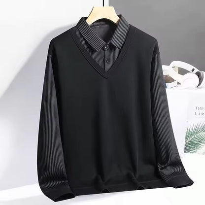 Sweatshirt Polo Tricoté avec Col en V pour Homme | Idéal pour Tenue de Bureau Décontractée