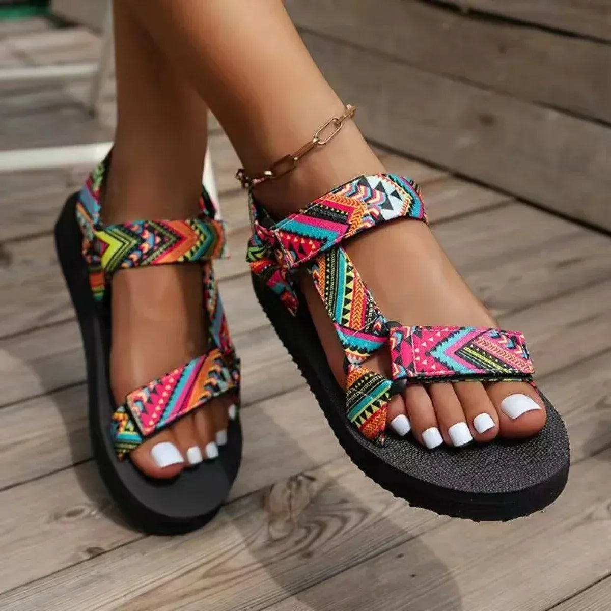 Sandales avec Brides Réglables à Motifs pour Femmes | Idéales pour l’Été et les Vacances