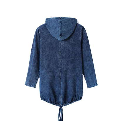 Sweat À Capuche Effet Denim pour Femme Grande Taille | Idéal pour L’Automne