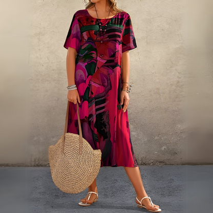 Robe Midi À Motif Floral Avec Coupe Fluide Pour Femme | Idéale Pour Le Quotidien Et Les Sorties Décontractées