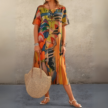 Robe Midi À Motif Floral Avec Coupe Fluide Pour Femme | Idéale Pour Le Quotidien Et Les Sorties Décontractées