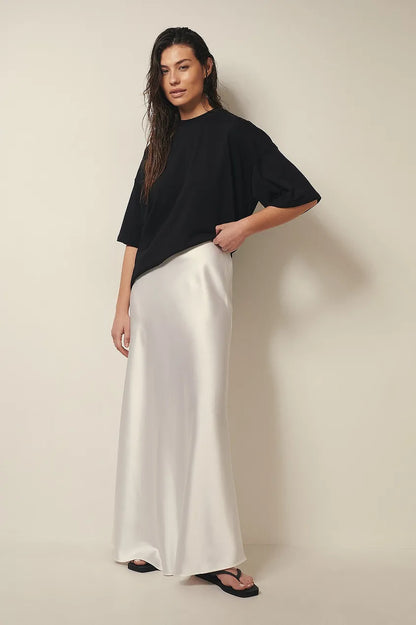 Jupe Midi Taille Haute Fluide Pour Femme | Idéal Pour Sorties Et Occasions Quotidiennes