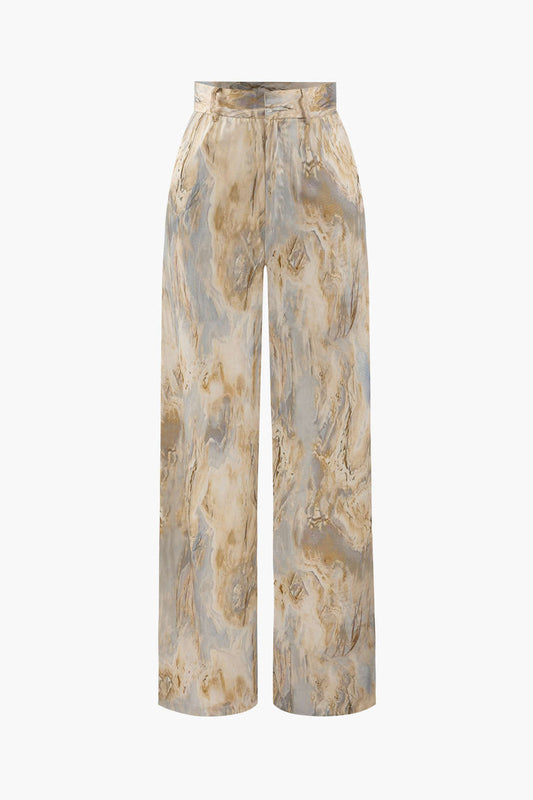 Pantalon Taille Haute Avec Motif Marbré Pour Femmes | Idéal Pour Tenues Quotidiennes Et Sorties