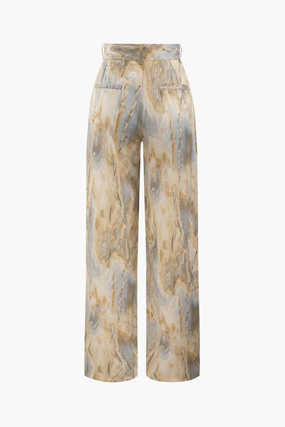 Pantalon Taille Haute Avec Motif Marbré Pour Femmes | Idéal Pour Tenues Quotidiennes Et Sorties