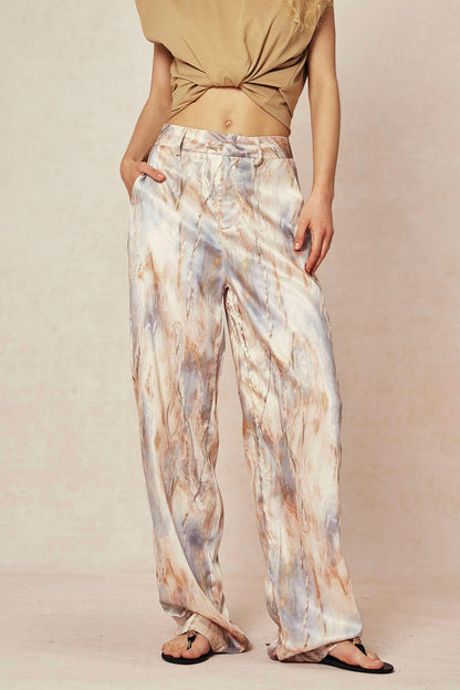 Pantalon Taille Haute Avec Motif Marbré Pour Femmes | Idéal Pour Tenues Quotidiennes Et Sorties
