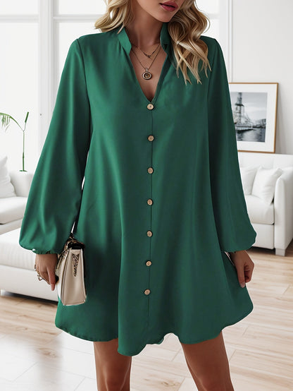 Robe chemise boutonnée col V pour femmes