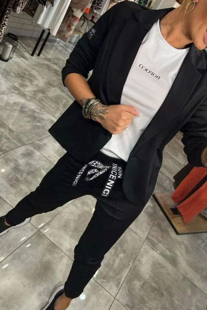 Ensemble Blazer Léger Et Pantalon À Taille Élastique Pour Femme | Idéal Pour Un Usage Professionnel Et Quotidien