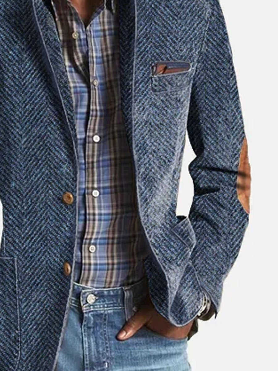 Blazer À Motif Chevron Avec Revers Classique Pour Homme | Idéal Pour Bureau Et Occasions Formelles