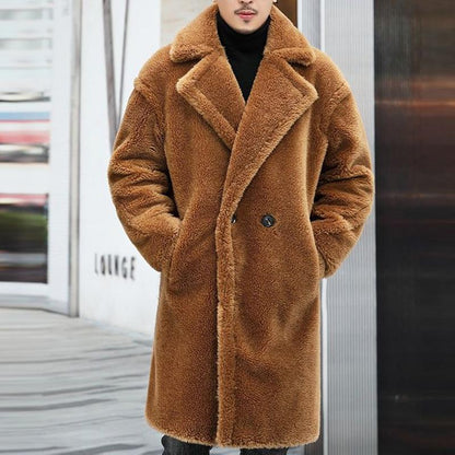 Manteau Long d’Hiver avec Revers et Coupe Droite pour Hommes | Idéal pour la Saison Froide