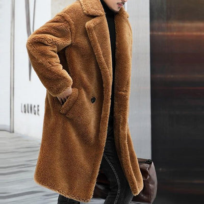 Manteau Long d’Hiver avec Revers et Coupe Droite pour Hommes | Idéal pour la Saison Froide