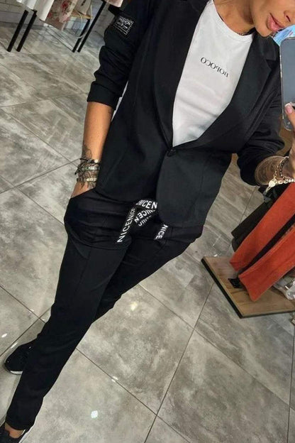 Ensemble Blazer Léger Et Pantalon À Taille Élastique Pour Femme | Idéal Pour Un Usage Professionnel Et Quotidien