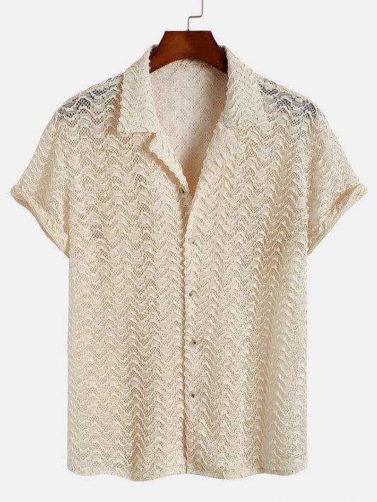 Chemise Cubaine À Manches Courtes Avec Finition Texturée Pour Hommes | Idéale Pour Une Tenue Décontractée Ou Pour Les Vacances