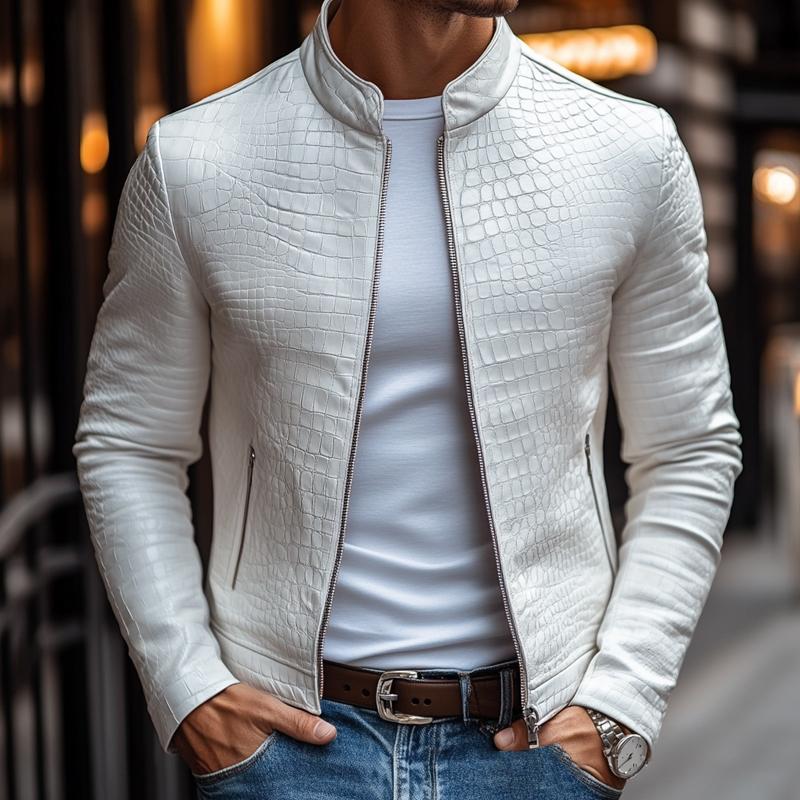 Veste zippée à motif texturé pour hommes
