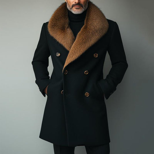Manteau avec Col Revers Et Col Imitation Fourrure pour Homme | Idéal pour Toutes Les Saisons
