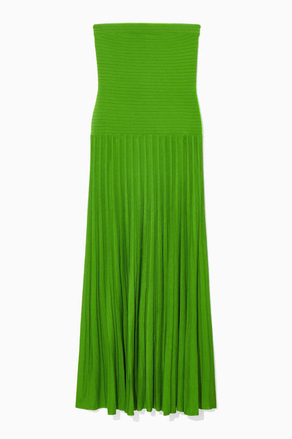 Robe Longue Bustier Plissée Avec Texture Côtelée Pour Femmes | Idéal Pour Événements Formels Et Soirées D'été