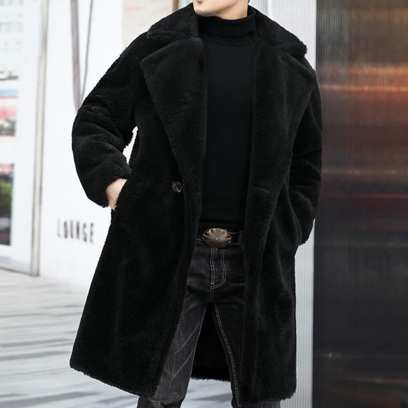 Manteau Long d’Hiver avec Revers et Coupe Droite pour Hommes | Idéal pour la Saison Froide