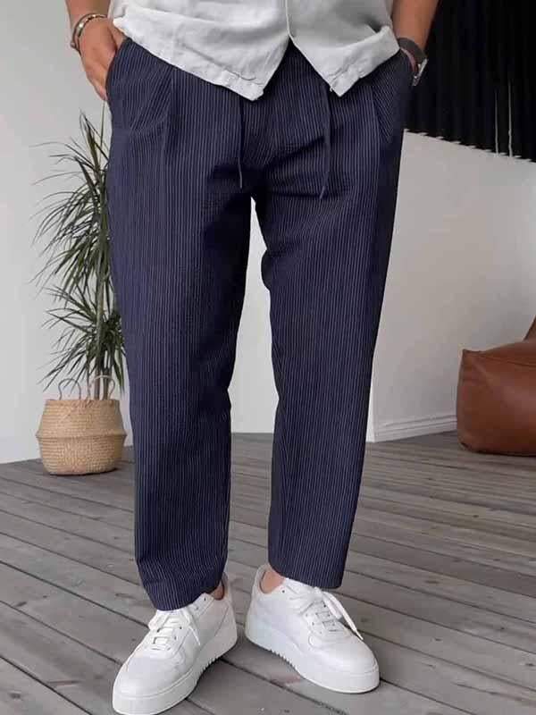 Pantalon Rayé pour Homme avec Coupe Moderne | Idéal pour Le Travail Et Les Loisirs