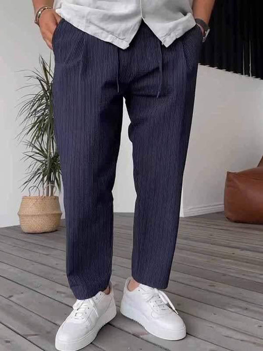 Pantalon Rayé pour Homme avec Coupe Moderne | Idéal pour Le Travail Et Les Loisirs