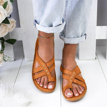 Sandales Ouvertes À Brides Croisées Avec Design À Enfiler Pour Femmes | Idéal Pour L’été