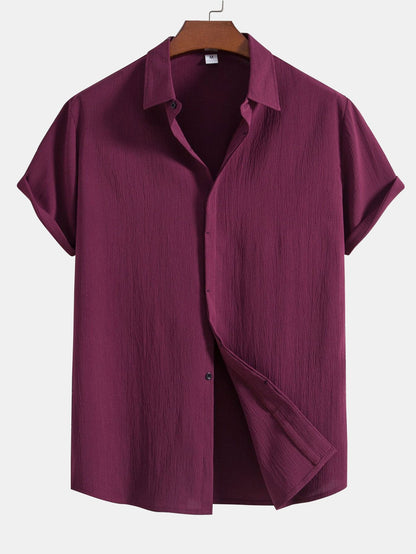 Chemise À Boutons Dissimulés Avec Texture Froissée Pour Homme | Idéale Pour Le Travail Ou Les Sorties Décontractées