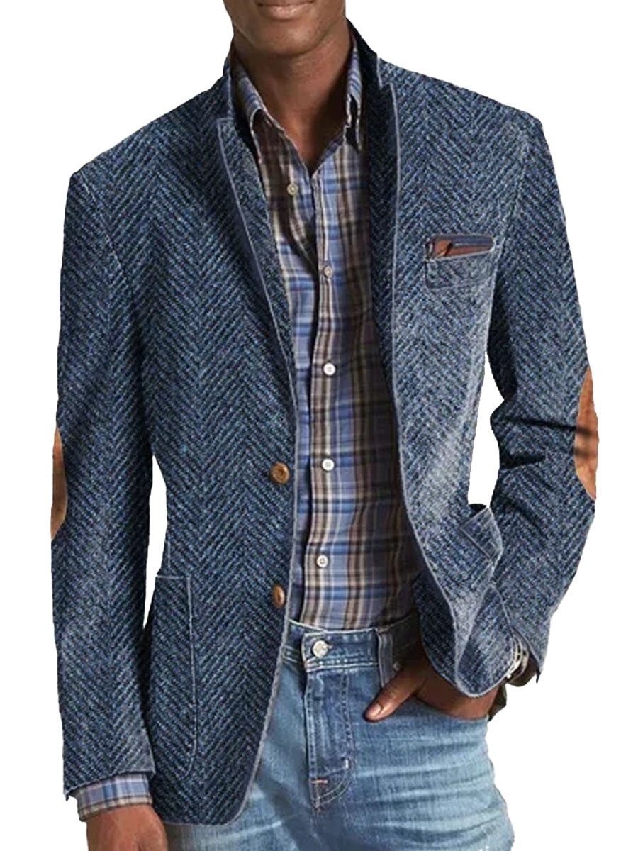 Blazer À Motif Chevron Avec Revers Classique Pour Homme | Idéal Pour Bureau Et Occasions Formelles