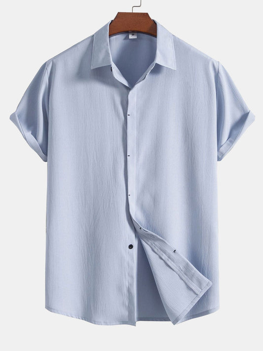 Chemise À Boutons Dissimulés Avec Texture Froissée Pour Homme | Idéale Pour Le Travail Ou Les Sorties Décontractées