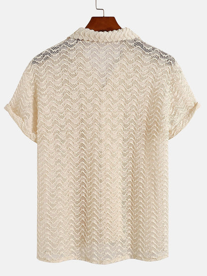 Chemise Cubaine À Manches Courtes Avec Finition Texturée Pour Hommes | Idéale Pour Une Tenue Décontractée Ou Pour Les Vacances