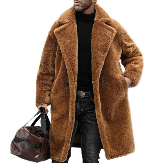 Manteau Long d’Hiver avec Revers et Coupe Droite pour Hommes | Idéal pour la Saison Froide