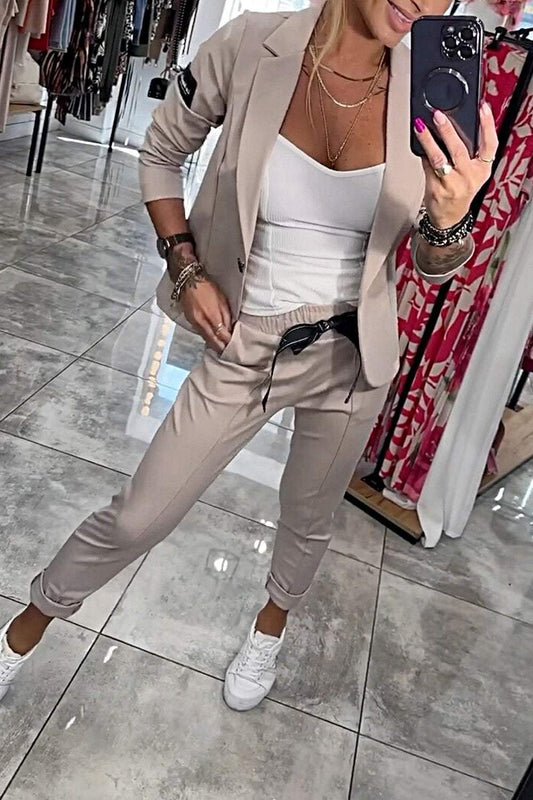 Ensemble Blazer Léger Et Pantalon À Taille Élastique Pour Femme | Idéal Pour Un Usage Professionnel Et Quotidien
