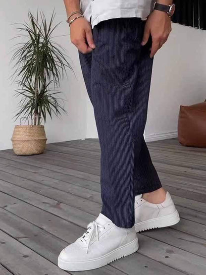 Pantalon Rayé pour Homme avec Coupe Moderne | Idéal pour Le Travail Et Les Loisirs