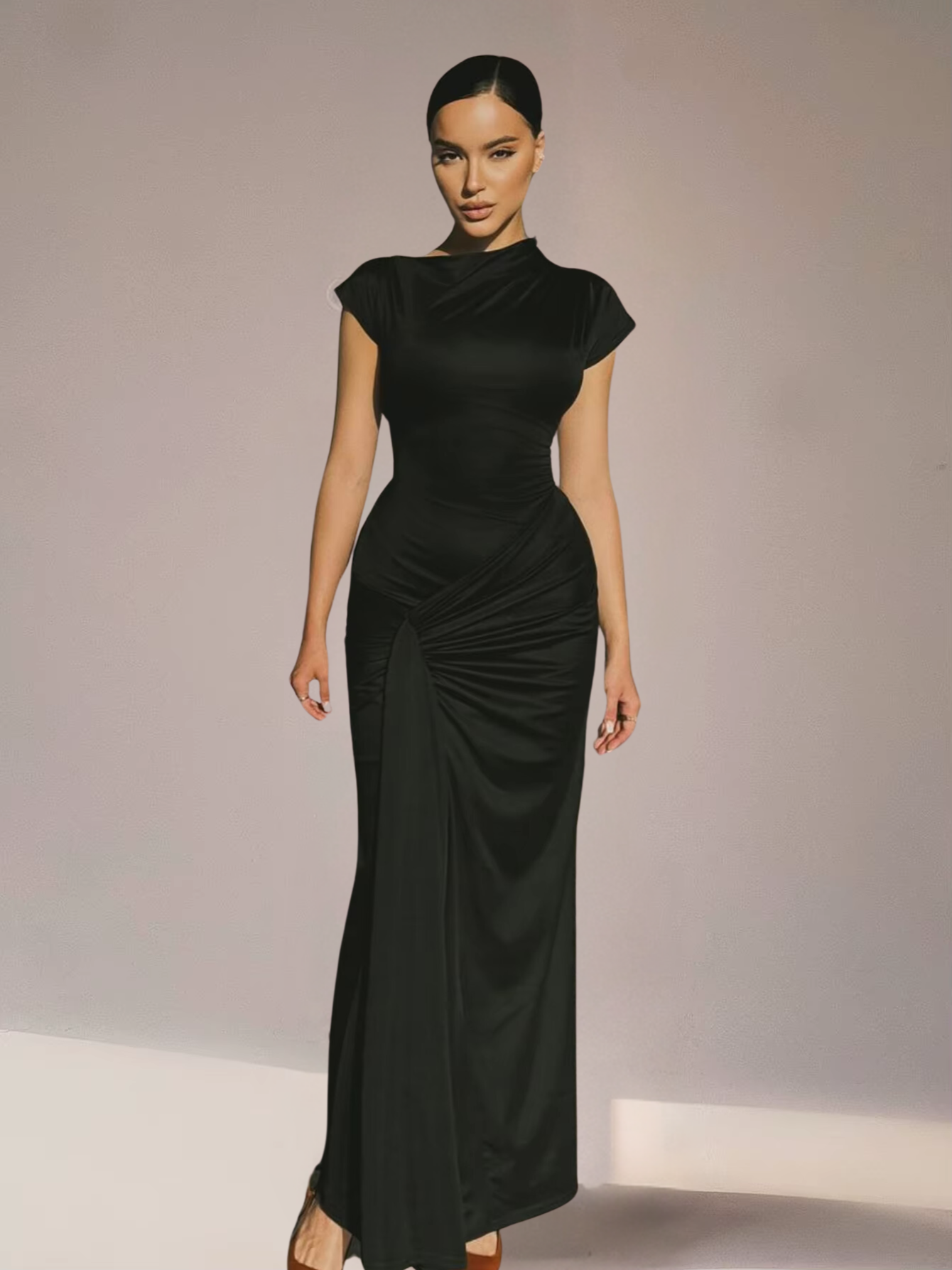 Robe Maxi Avec Encolure Asymétrique Et Dos À Lacets Pour Femme | Idéale Pour Les Événements Et Soirées