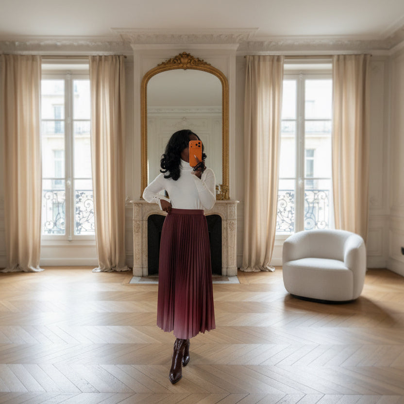 Jupe plissée longue pour femmes