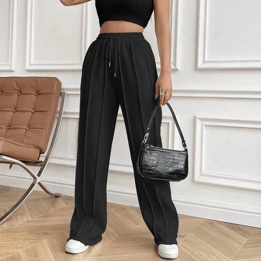 Pantalon à Taille Haute avec Coupe Ample pour Femme | Idéal pour Tenues Décontractées et Professionnelles