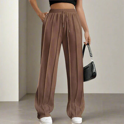 Pantalon à Taille Haute avec Coupe Ample pour Femme | Idéal pour Tenues Décontractées et Professionnelles