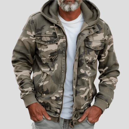 Veste à Capuche avec Motif Camouflage et Poches Cargo pour Hommes | Idéale pour Printemps et Automne