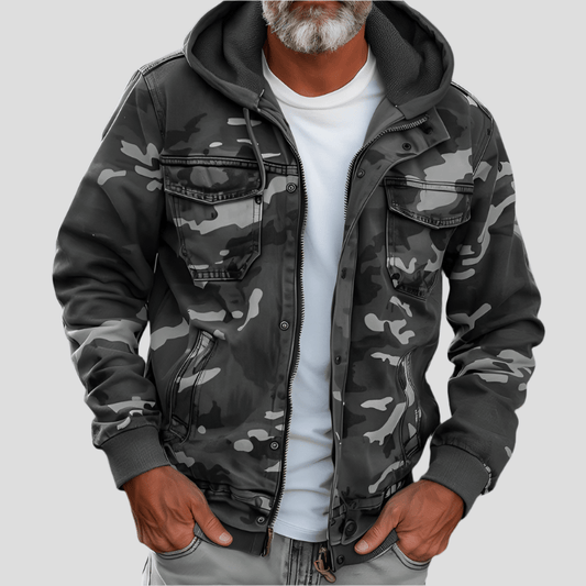 Veste à Capuche avec Motif Camouflage et Poches Cargo pour Hommes | Idéale pour Printemps et Automne