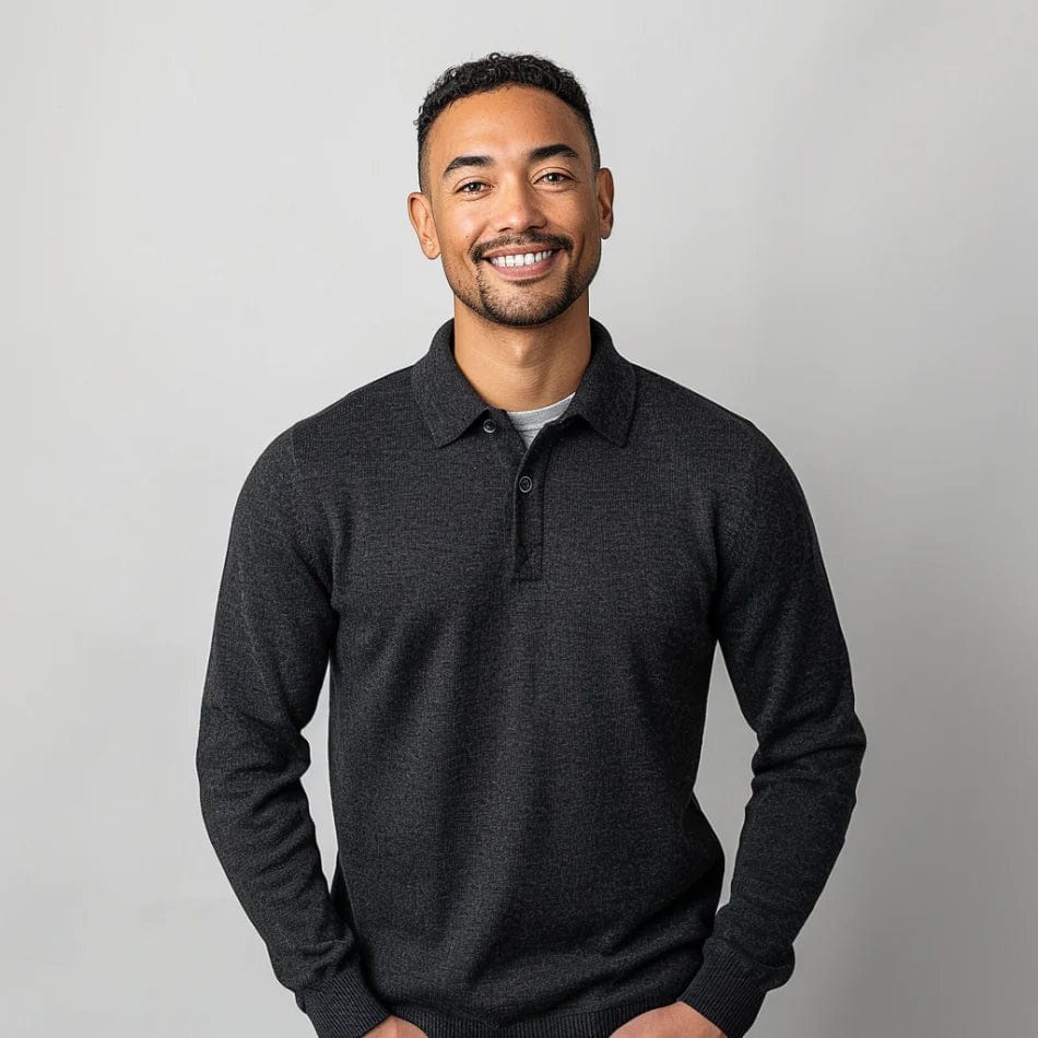 Pull À Manches Longues Pour Homme Avec Col Polo Et Coupe Standard Pour Adulte | Idéal Pour Usage Quotidien Et Occasions Variées
