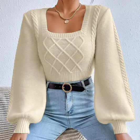 Pull col carré manches ballon pour femmes