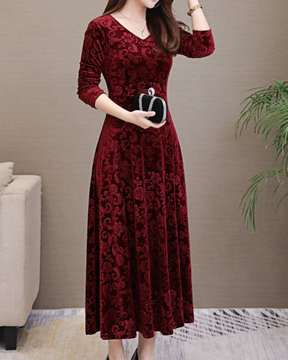 Robe à Motif Intégral avec Manches 3/4 pour Femme | Idéale pour Quotidien et Événements