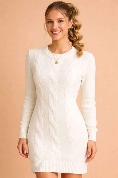 Robe pull torsadée à manches longues pour femmes | Idéale pour l’automne et l’hiver
