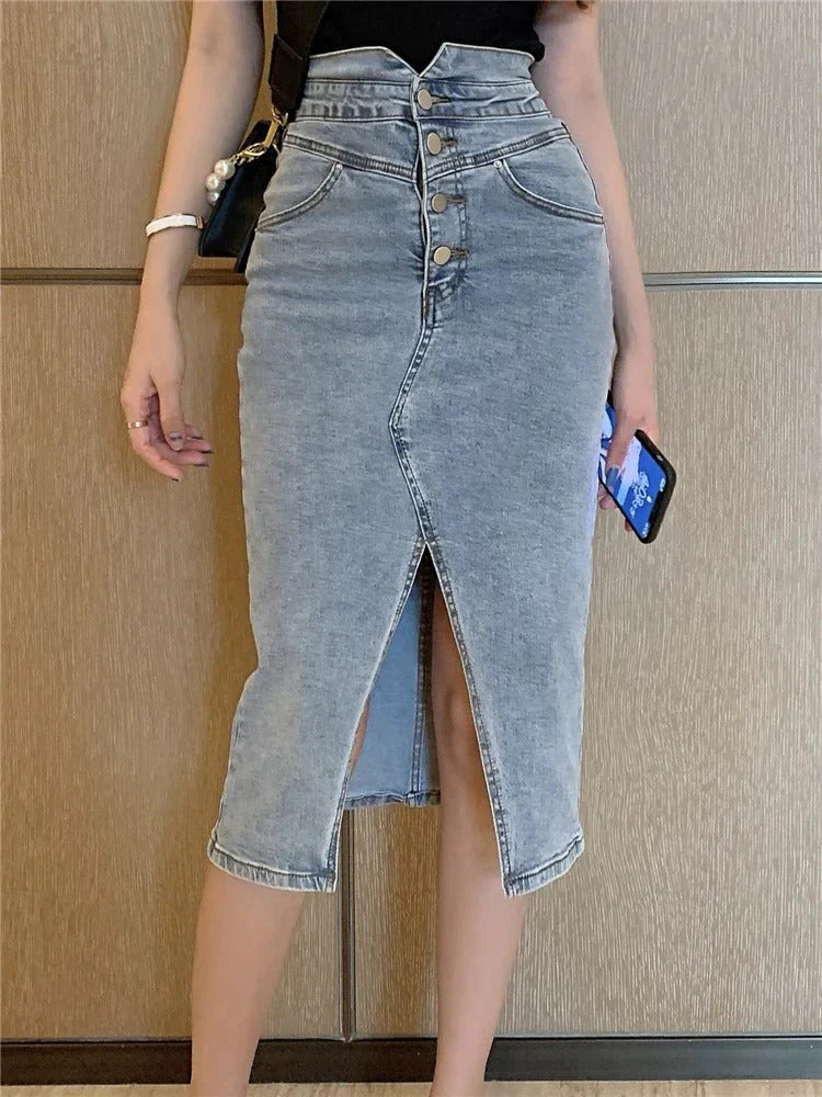Jupe Midi En Denim Avec Coupe Ajustée Pour Femme | Idéale Pour UN Usage Quotidien