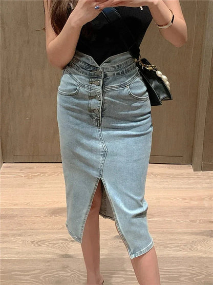 Jupe Midi En Denim Avec Coupe Ajustée Pour Femme | Idéale Pour UN Usage Quotidien