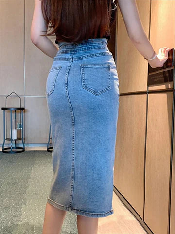 Jupe Midi En Denim Avec Coupe Ajustée Pour Femme | Idéale Pour UN Usage Quotidien