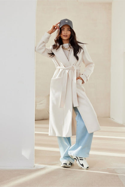Manteau Long à Manches Longues avec Ceinture pour Femme | Idéal pour l’Automne et l’Hiver