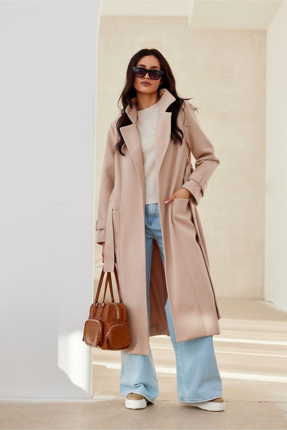 Manteau Long à Manches Longues avec Ceinture pour Femme | Idéal pour l’Automne et l’Hiver