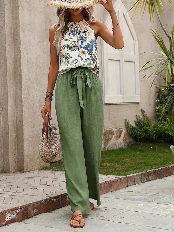 Pantalon Large à Taille Liée pour Femme | Idéal pour les Journées d’Été