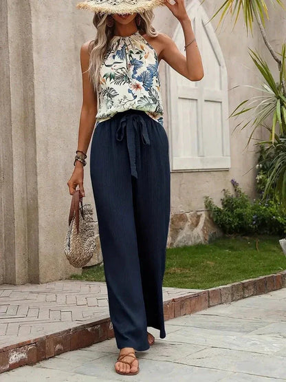 Pantalon Large à Taille Liée pour Femme | Idéal pour les Journées d’Été