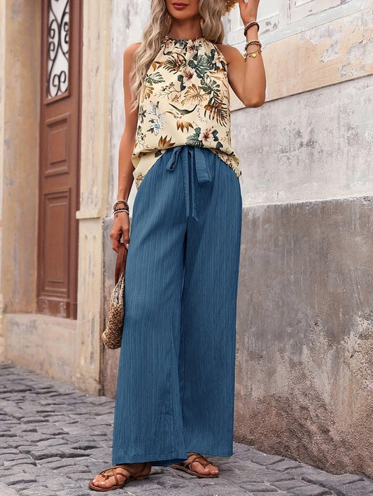 Pantalon Large à Taille Liée pour Femme | Idéal pour les Journées d’Été